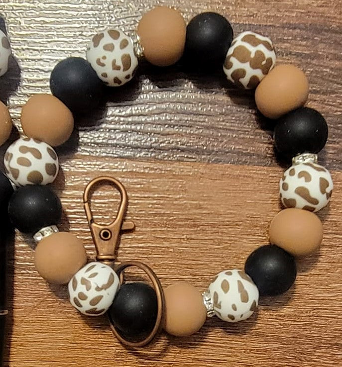 Brown cow wristlet keychain