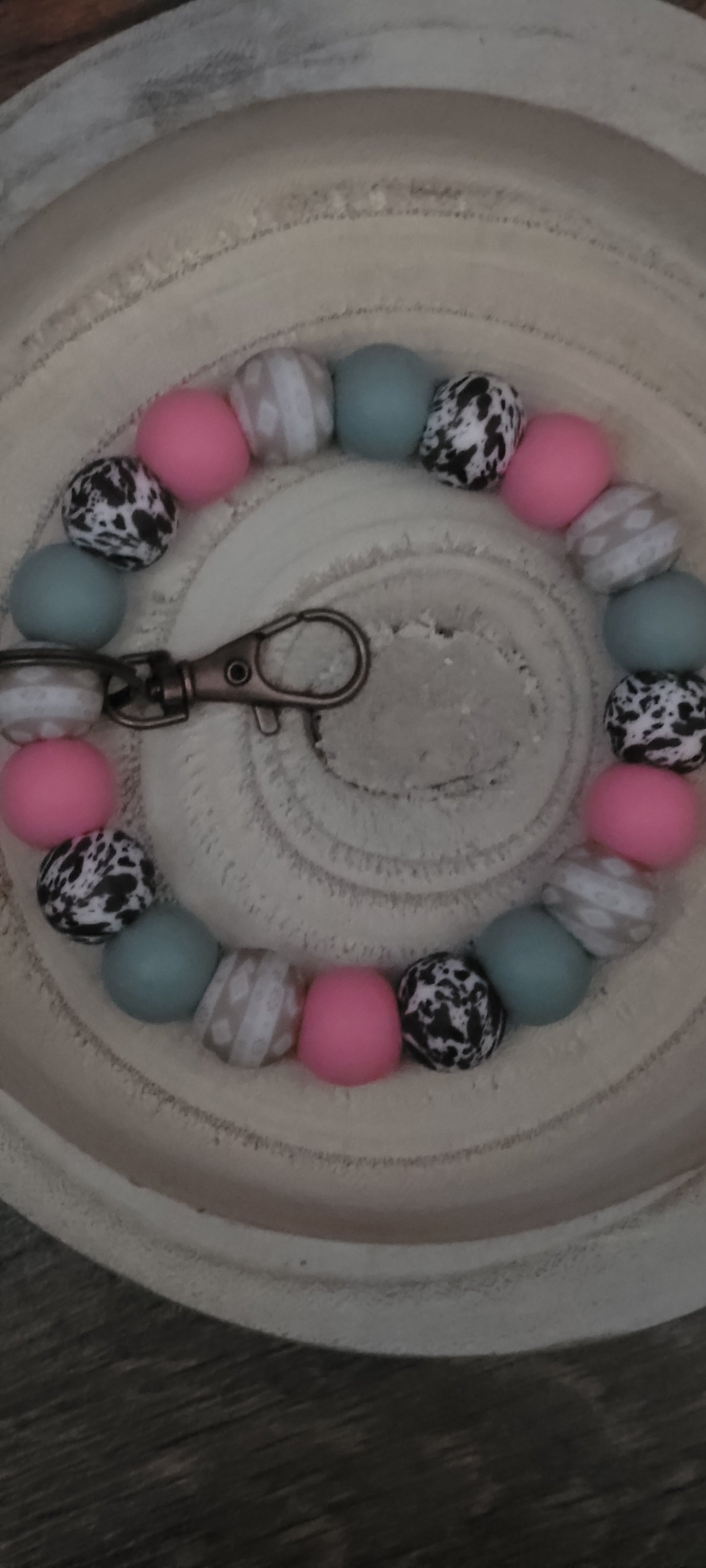 Boho cow print wristlet