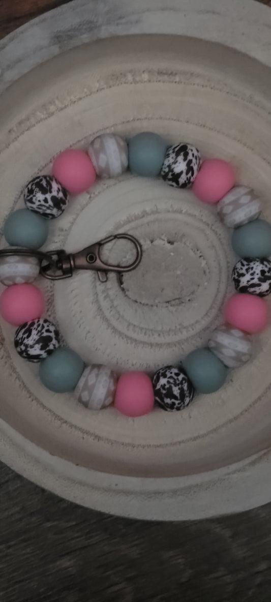 Boho cow print wristlet