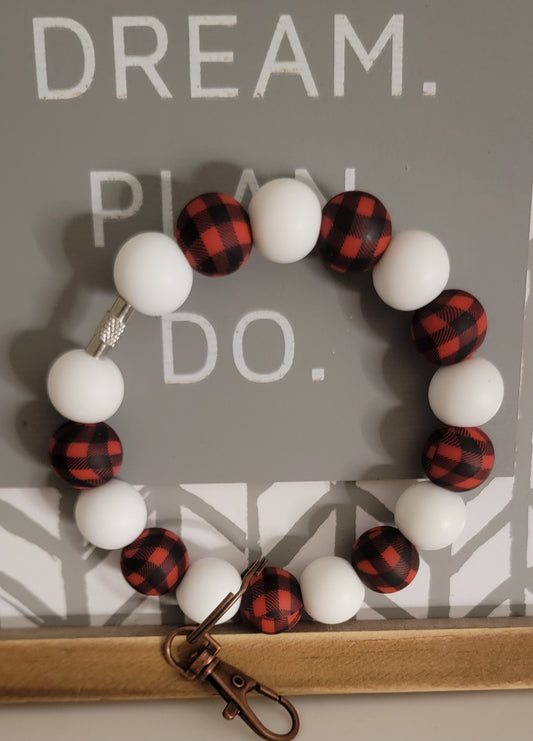 White plaid wristlet
