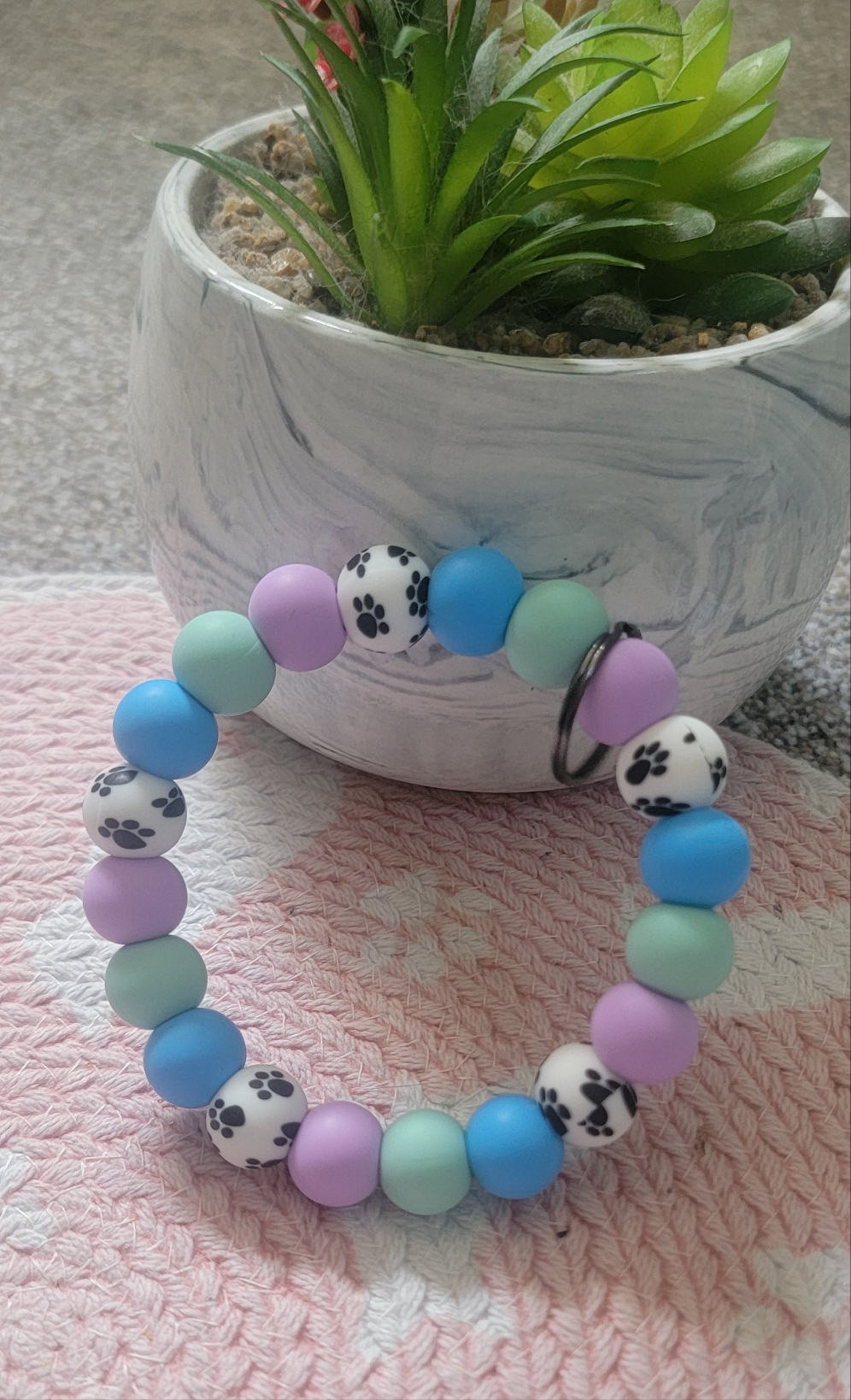 Pastel paw print wristlet