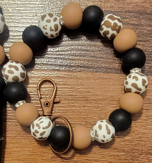 Brown cow wristlet keychain